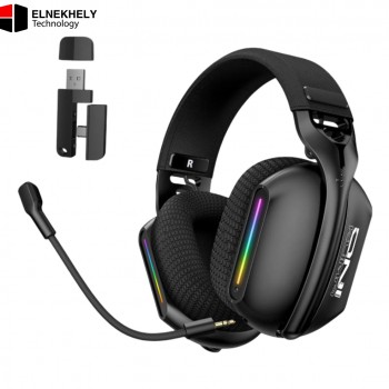 ONIKUMA GT808 Tri-Mode Gaming Headset – 2.4G Wireless, Bluetooth & Wired Connection, Lightweight Over-Ear Design, RGB Lighting, Built-in Mic, 50mm Drivers, 60H Battery Life – Black