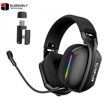 ONIKUMA GT808 Tri-Mode Gaming Headset – 2.4G Wireless, Bluetooth & Wired Connection, Lightweight Over-Ear Design, RGB Lighting, Built-in Mic, 50mm Drivers, 60H Battery Life – Black