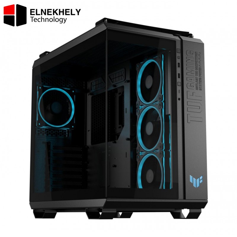 ASUS TUF Gaming GT502 Horizon Black ATX Mid-Tower Gaming Case (Boundless Panoramic Design, Dual-Chamber, Independent CPU and GPU Cooling Zones, Tool-Free Side Panels, USB 10 Gbps Type-C® Front Panel)
