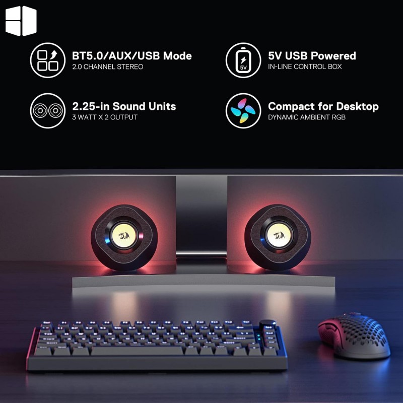 Redragon GS590 Wireless RGB Desktop Speakers Redragon GS590 Wireless RGB Desktop Speakers
