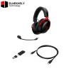 HP HyperX Cloud III S Wireless Gaming Headset – 53mm Angled Drivers, Memory Foam & Premium Leatherette, Electret Condenser Microphone, Black/Red | A59Z0AA