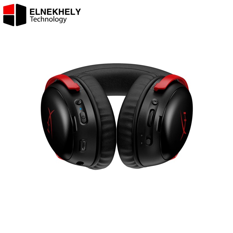 HP HyperX Cloud III S Wireless Gaming Headset – 53mm Angled Drivers, Memory Foam & Premium Leatherette, Electret Condenser Microphone, Black/Red | A59Z0AA