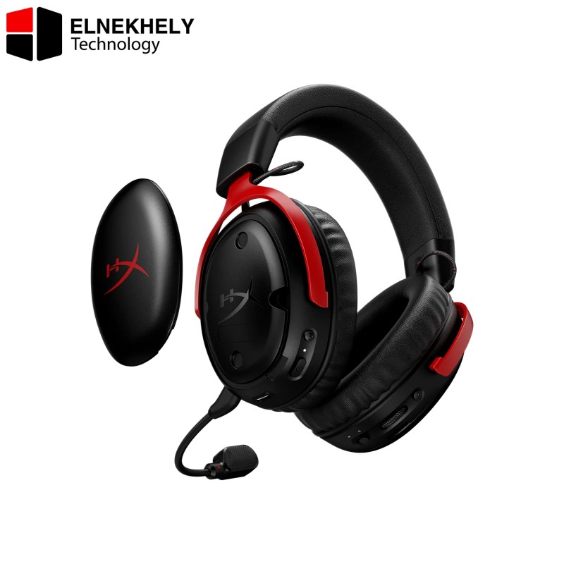 HP HyperX Cloud III S Wireless Gaming Headset – 53mm Angled Drivers, Memory Foam & Premium Leatherette, Electret Condenser Microphone, Black/Red | A59Z0AA