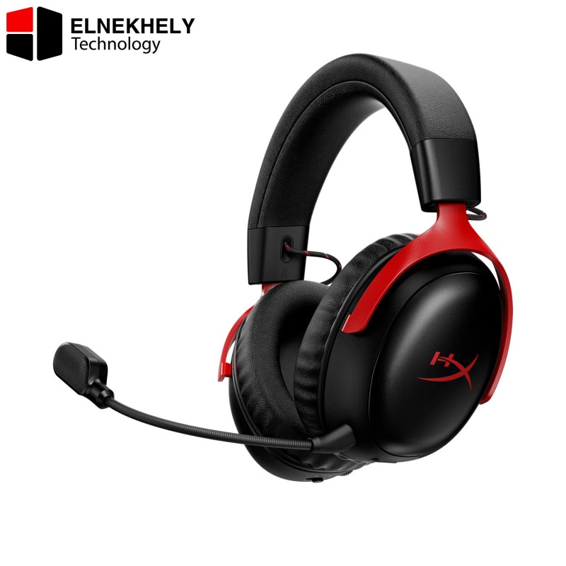HP HyperX Cloud III S Wireless Gaming Headset – 53mm Angled Drivers, Memory Foam & Premium Leatherette, Electret Condenser Microphone, Black/Red | A59Z0AA