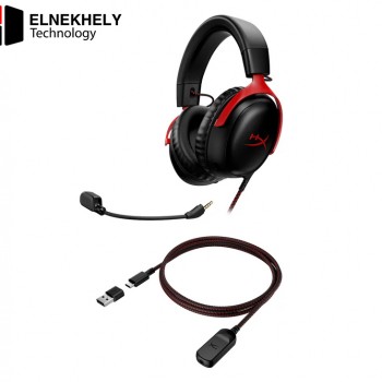 HyperX Cloud III Wired Gaming Headset – 53mm Angled Drivers, DTS Spatial Audio, Memory Foam Comfort, Ultra-Clear 10mm Mic, USB-C/USB-A/3.5mm, Compatible with PC, PS5, Xbox Series X|S – Black/Red