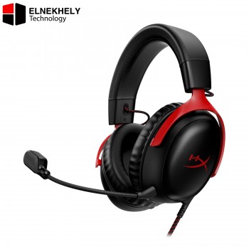 HyperX Cloud III Wired Gaming Headset – 53mm Angled Drivers, DTS Spatial Audio, Memory Foam Comfort, Ultra-Clear 10mm Mic, USB-C/USB-A/3.5mm, Compatible with PC, PS5, Xbox Series X|S – Black/Red