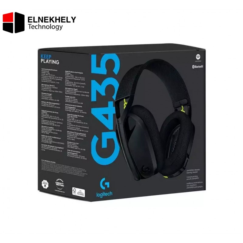 Logitech G435 LIGHTSPEED Wireless Bluetooth Gaming Headset – Ultra-Lightweight Over-Ear Headphones with Dual Mics, 18H Battery, Dolby Atmos Compatible, Works with PC, PS4, PS5, Nintendo Switch & Mobile – Black