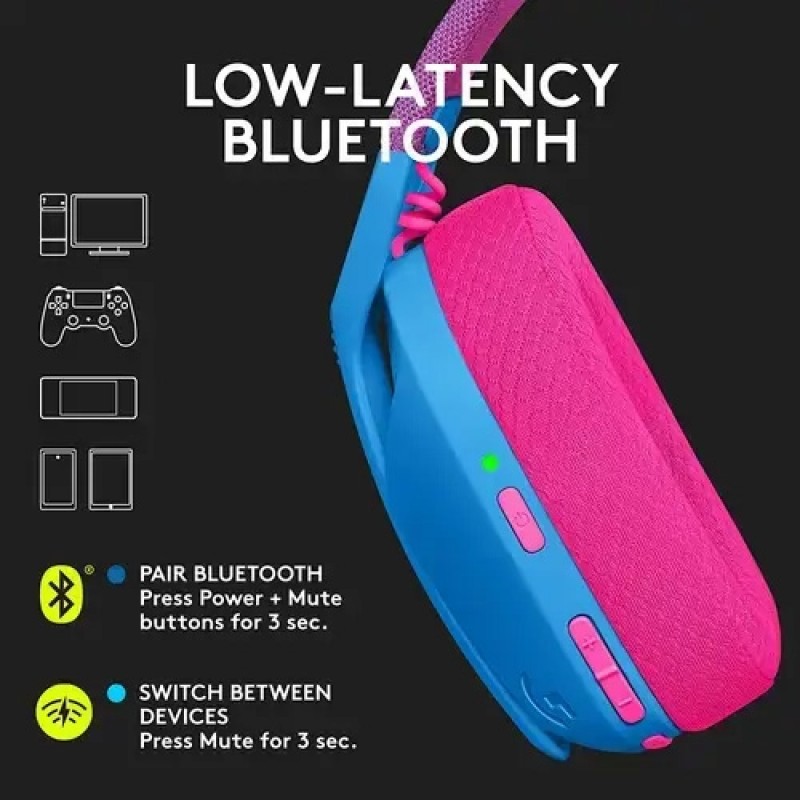 Logitech G435 LIGHTSPEED Wireless Gaming Headset – Bluetooth & 2.4GHz Connectivity, Ultra-Lightweight Over-Ear Design, Dual Beamforming Mics, 18H Battery Life – Blue & Pink
