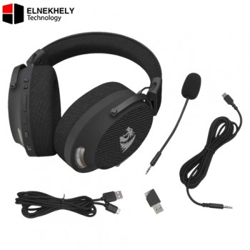 Redragon H858 Arrow Pro Carbon 3-Mode Wireless Gaming Headset – 7.1 Surround Sound, 53mm Drivers, Black