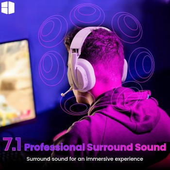 Redragon H888 White Wireless Gaming Headset – 7.1 Surround Sound, Tri-Mode Connectivity, 168g Ultra-Light