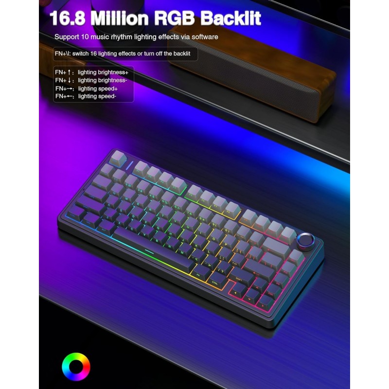 AULA F75 Tri-Mode Wireless Mechanical Keyboard (Reaper Switch / 75% Hot-Swap) - Gradient Grey