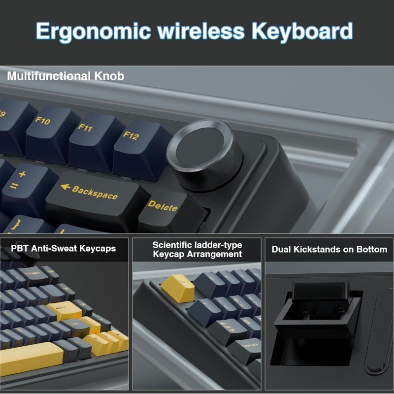AULA F75 Tri-Mode Wireless Mechanical Keyboard (Reaper Switches / 75% Hot-Swap / 4000mAh) - Thunder Black