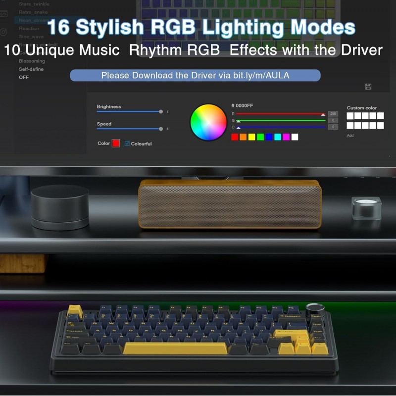 AULA F75 Tri-Mode Wireless Mechanical Keyboard (Reaper Switches / 75% Hot-Swap / 4000mAh) - Thunder Black