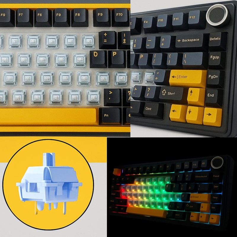 AULA F75 Tri-Mode Wireless Mechanical Keyboard (Reaper Switches / 75% Hot-Swap / 4000mAh) - Thunder Black