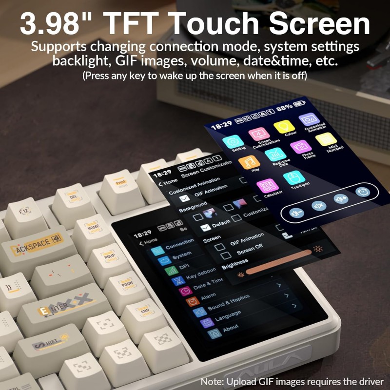 AULA L99 Tri-Mode Wireless Mechanical Keyboard (Caramel Latte Switches / 3.98" IPS Touchscreen / 75% Hot-Swap) - Latte Brown