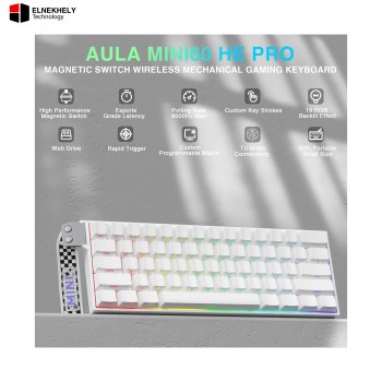 AULA MINI60 HE PRO Tri-Mode Magnetic Switches Gaming Keyboard (8K Polling Rate / Rapid Trigger) - White