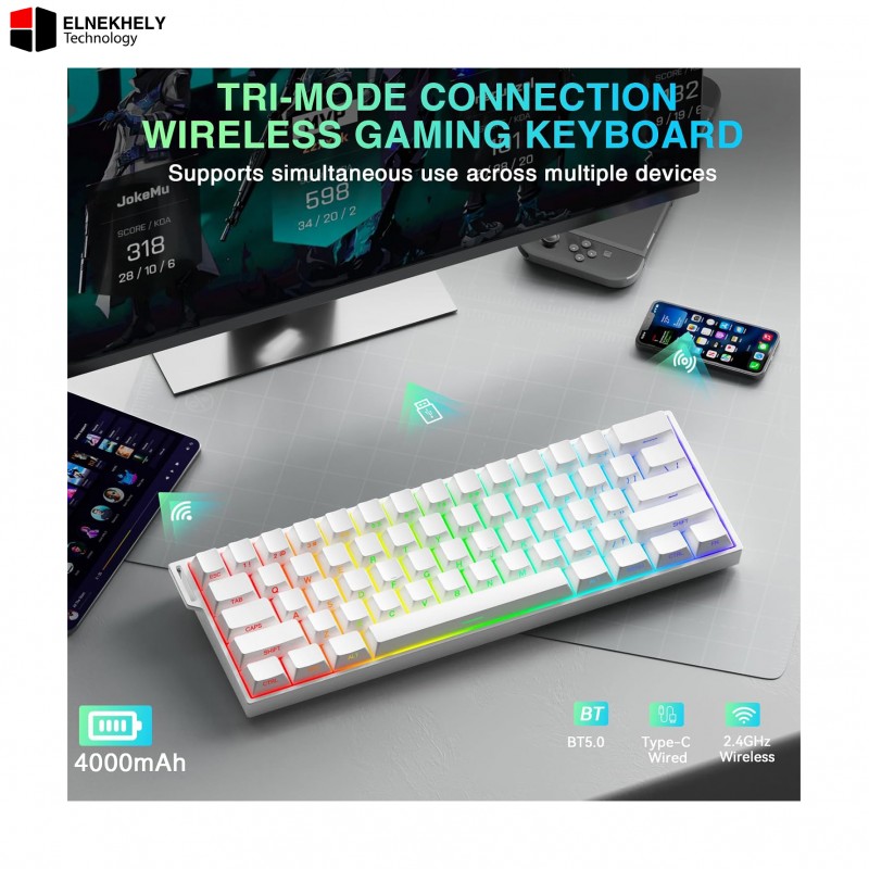 AULA MINI60 HE PRO Tri-Mode Magnetic Switches Gaming Keyboard (8K Polling Rate / Rapid Trigger) - White