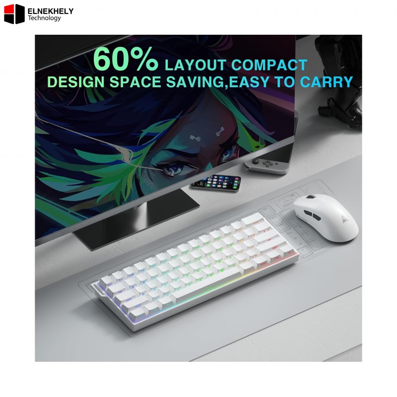 AULA MINI60 HE PRO Tri-Mode Magnetic Switches Gaming Keyboard (8K Polling Rate / Rapid Trigger) - White