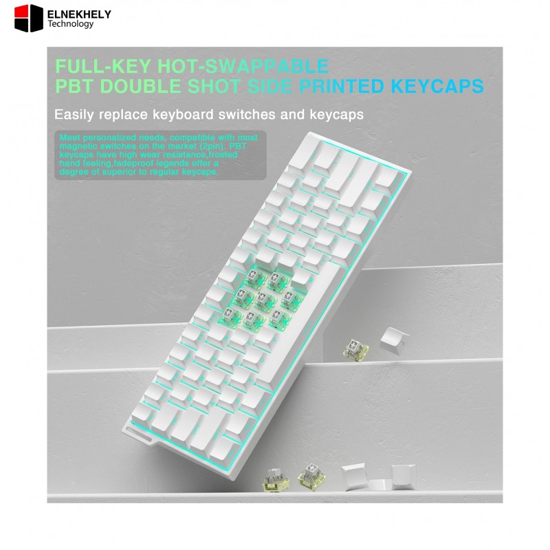 AULA MINI60 HE PRO Tri-Mode Magnetic Switches Gaming Keyboard (8K Polling Rate / Rapid Trigger) - White