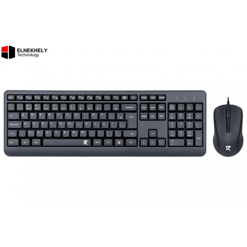 Redragon BS-7092 Wired USB Keyboard & Mouse Combo – USB Wired, English & Arabic Keyboard Layout, Black