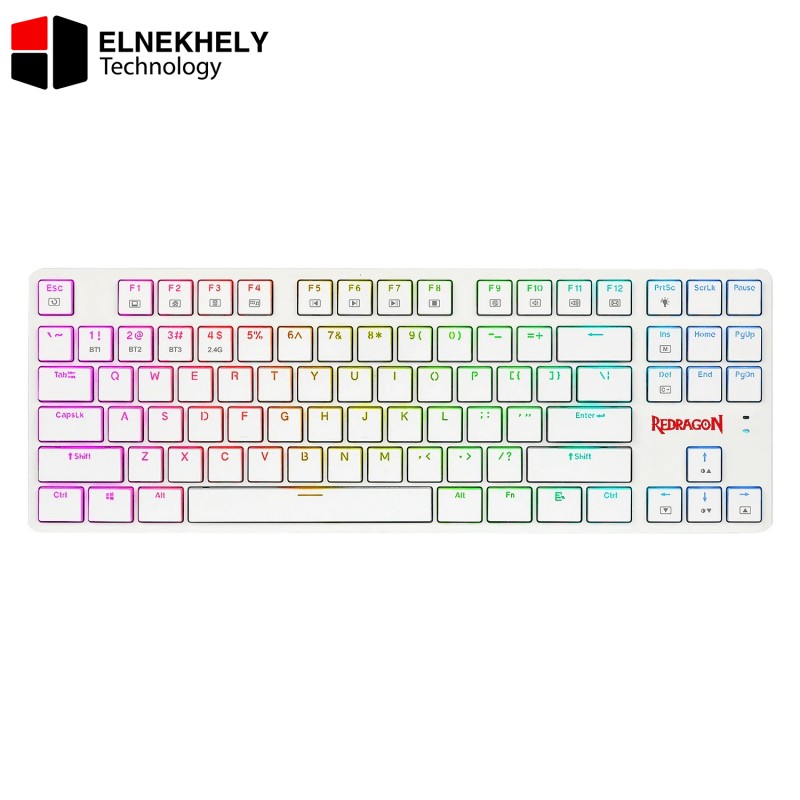 Redragon K539 Anubis Wireless RGB Mechanical Gaming Keyboard with Brown Switch - 2.4Ghz / Bluetooth 5.0 / Wired Type C | White Redragon K539 Anubis Wireless RGB Mechanical Gaming Keyboard with Brown Switch - 2.4Ghz / Bluetooth 5.0 / Wired Type C | White