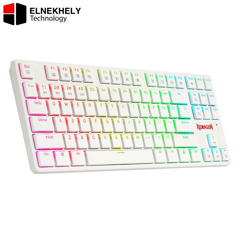 Redragon K539 Anubis Wireless RGB Mechanical Gaming Keyboard with Brown Switch - 2.4Ghz / Bluetooth 5.0 / Wired Type C | White Redragon K539 Anubis Wireless RGB Mechanical Gaming Keyboard with Brown Switch - 2.4Ghz / Bluetooth 5.0 / Wired Type C | White