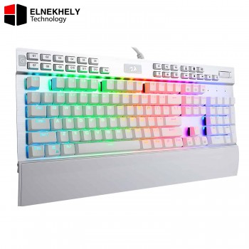 Redragon K550 RGB Yama Gaming Mechanical Keyboard – Red Switches – Multimadia & Macro Recording Keys – Wrist Rest – Volume Control (White)