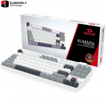 Redragon K552 WGL-R KUMARA Tenkeyless 87-Key Mechanical Gaming Keyboard – Outemu Red Switches, Hot-Swap, White/Gray