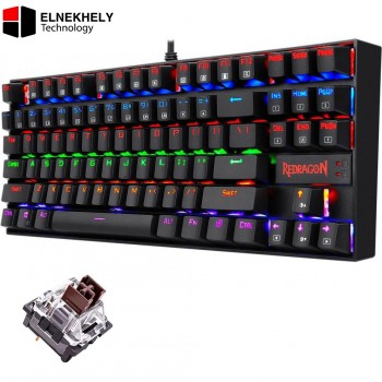 Redragon K552 Kumara Mechanical Gaming Keyboard – Brown Switches, Rainbow LED Backlight, Black