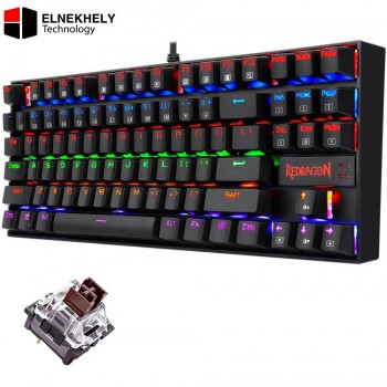 Redragon K552 Kumara Mechanical Gaming Keyboard – Brown Switches, Rainbow LED Backlight, Black