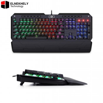 Redragon K555 Indrah RGB Mechanical Gaming Keyboard – Blue Switches, 5 Macro Keys, Detachable Wrist Rest