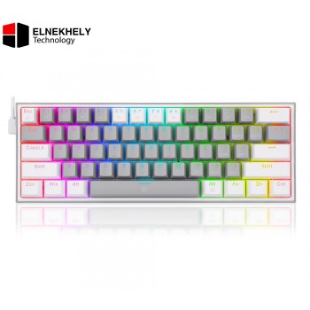 REDRAGON K617 Fizz RGB 60% Gaming Mechanical Keyboard – Red Switches (Grey White)