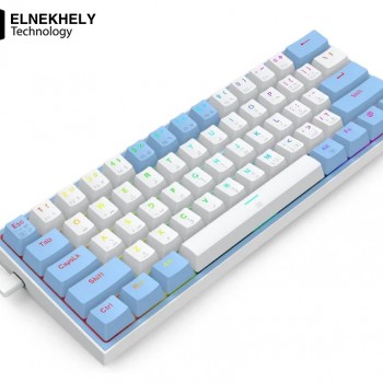 Redragon K617 Fizz RGB 60% Mechanical Keyboard – White/Blue, Red Switches, Compact Design, Full Anti-Ghosting, USB-C Connectivity, High-Performance Keyboard