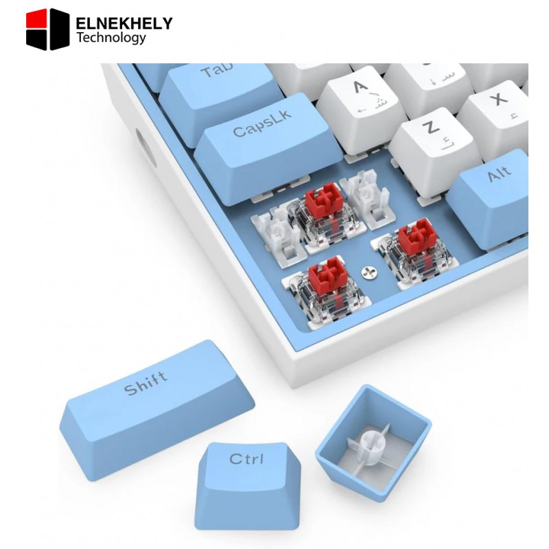 Redragon K617 Fizz RGB 60% Mechanical Keyboard – White/Blue, Red Switches, Compact Design, Full Anti-Ghosting, USB-C Connectivity, High-Performance Keyboard