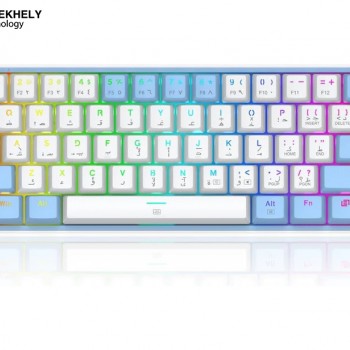 Redragon K617 Fizz RGB 60% Mechanical Keyboard – White/Blue, Red Switches, Compact Design, Full Anti-Ghosting, USB-C Connectivity, High-Performance Keyboard