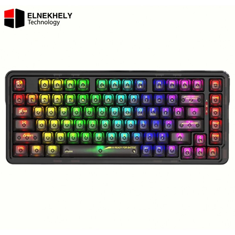 Redragon K649 ELF PRO 2.4GHz Bluetooth & Wired Tri-Mode Wireless Mechanical Keyboard (Upgraded Gasket / Custom Transparent Keys) - Black Redragon K649 ELF PRO 2.4GHz Bluetooth & Wired Tri-Mode Wireless Mechanical Keyboard (Upgraded Gasket / Custom Transparent Keys) - Black