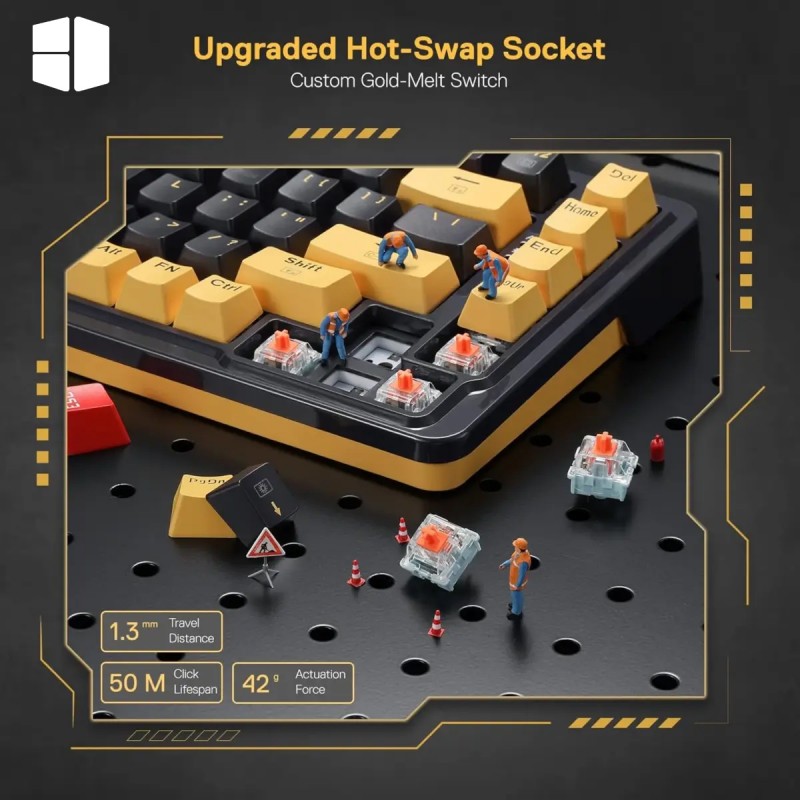Redragon K649PY-RGB ELF 75% Wired Gasket RGB Gaming Keyboard – Hot-Swappable Linear Switch, Black/Gold