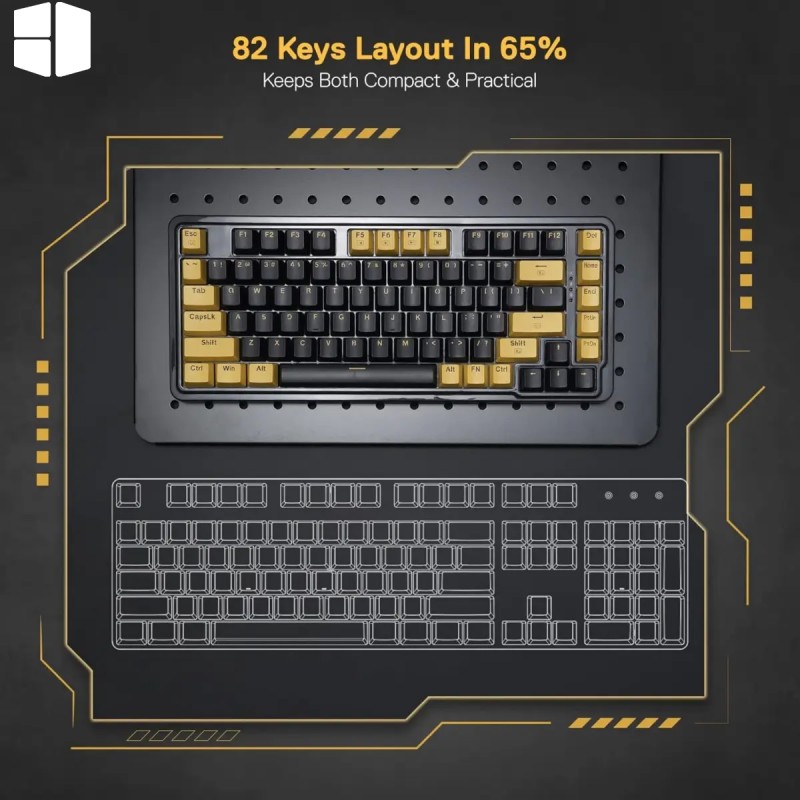 Redragon K649PY-RGB ELF 75% Wired Gasket RGB Gaming Keyboard – Hot-Swappable Linear Switch, Black/Gold