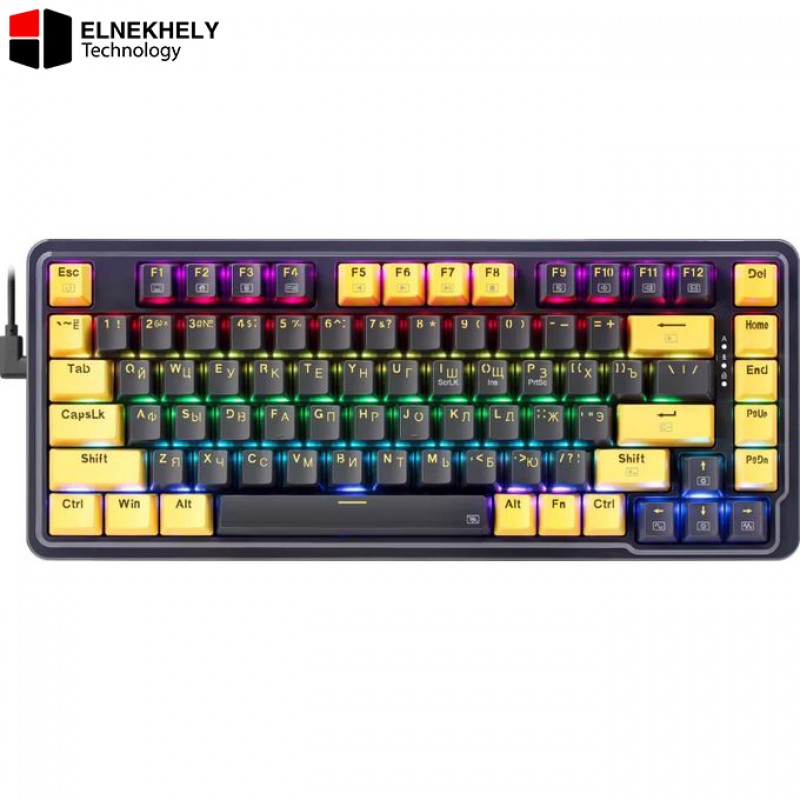 Redragon K649PY-RGB ELF 75% Wired Gasket RGB Gaming Keyboard – Hot-Swappable Linear Switch, Black/Gold