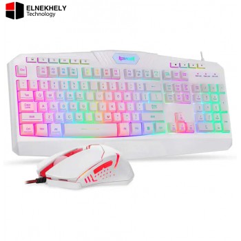 Redragon S101W RGB Gaming Keyboard and Mouse Combo – Arctic White, 3200 DPI, 104 Keys