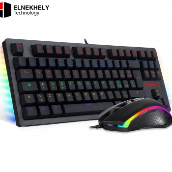 Redragon S113 Gaming Keyboard and Mouse Combo – RGB Rainbow Backlit, TKL 87 Keys, 4200 DPI Programmable Mouse
