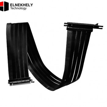 LIAN LI PW-PCIV-4-90X Black 900mm PCIe 4.0 x16 Riser Cable – High-Speed 16GT/s Transfer Rate, Double PCIe 3.0 Bandwidth, EMI Shielding