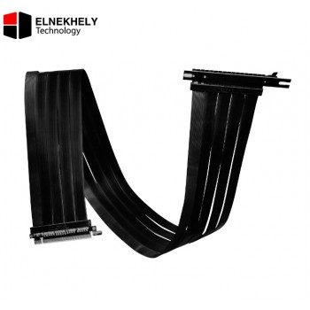 LIAN LI PW-PCIV-4-90X Black 900mm PCIe 4.0 x16 Riser Cable – High-Speed 16GT/s Transfer Rate, Double PCIe 3.0 Bandwidth, EMI Shielding