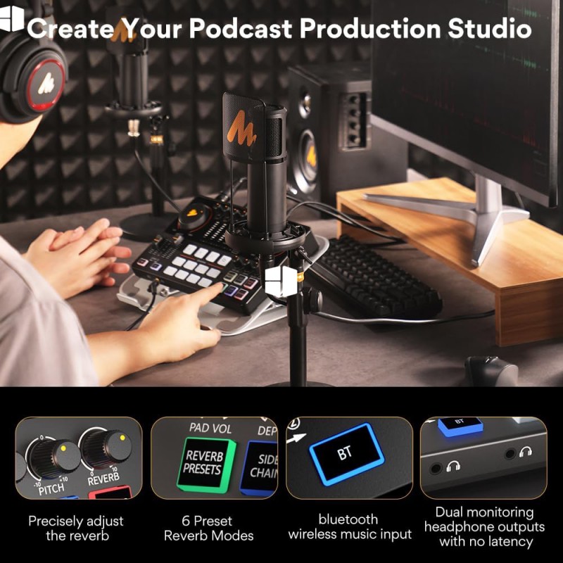 MAONO Maonocaster AME2A All-In-One Podcast Equipment Audio Interface Bundle with XLR Condenser Microphone MAONO Maonocaster AME2A All-In-One Podcast Equipment Audio Interface Bundle with XLR Condenser Microphone