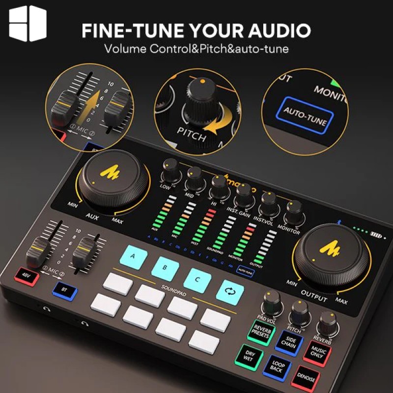 MAONO Maonocaster AME2A All-In-One Podcast Equipment Audio Interface Bundle with XLR Condenser Microphone MAONO Maonocaster AME2A All-In-One Podcast Equipment Audio Interface Bundle with XLR Condenser Microphone