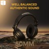 MAONO AU-MH601 Closed-back headphones with 50mm drivers adjustable headband and 3.0m coil cable for immersive sound and comfort