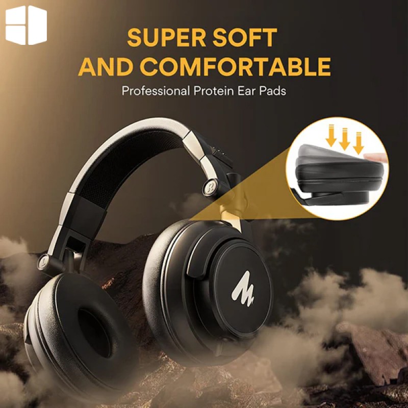 MAONO AU-MH601 Closed-back headphones with 50mm drivers adjustable headband and 3.0m coil cable for immersive sound and comfort