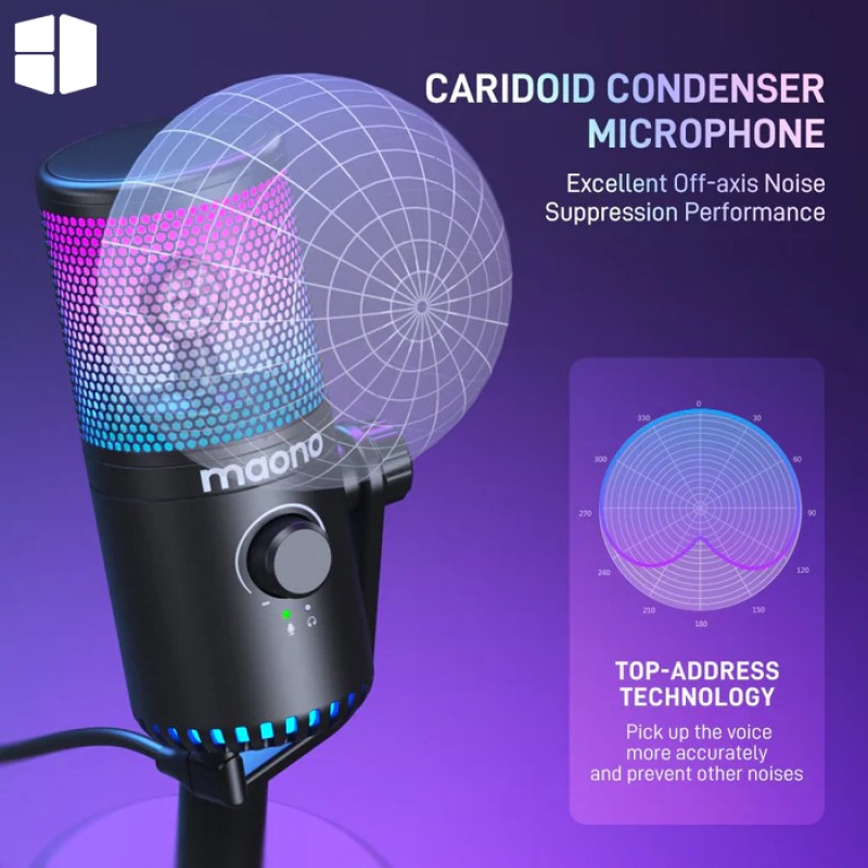 MAONO DM30 RGB USB Gaming Microphone, PC Programmable Condenser Mic with RGB Lights, Mute, Gain, Headphone Jack, Volume Control for Podcasting, Streaming, Twitch, YouTube, Computer, Mac, PS4, PS5 MAONO DM30 RGB USB Gaming Microphone, PC Programmable Condenser Mic with RGB Lights, Mute, Gain, Headphone Jack, Volume Control for Podcasting, Streaming, Twitch, YouTube, Computer, Mac, PS4, PS5