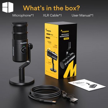 MAONO PD100U USB Dynamic Microphone, Podcast Recording Microphone with Gain Knob, Plug & Play, Metal Structure, Voice-Isolating Technology, Cardioid Studio PC Mic for Streaming, Vocal, Home Studio