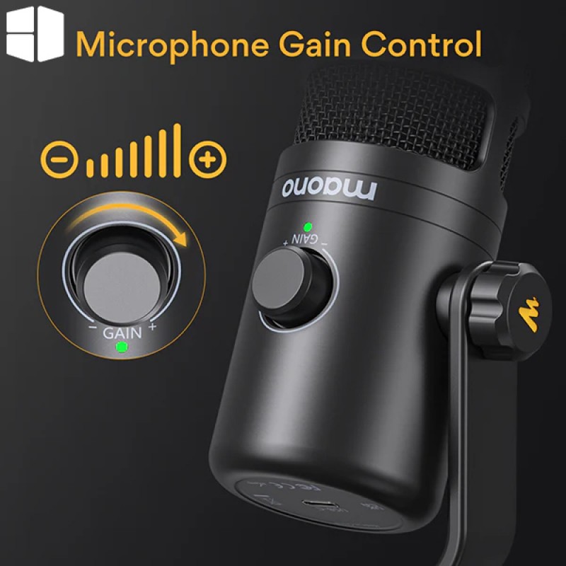 MAONO PD100U USB Dynamic Microphone, Podcast Recording Microphone with Gain Knob, Plug & Play, Metal Structure, Voice-Isolating Technology, Cardioid Studio PC Mic for Streaming, Vocal, Home Studio MAONO PD100U USB Dynamic Microphone, Podcast Recording Microphone with Gain Knob, Plug & Play, Metal Structure, Voice-Isolating Technology, Cardioid Studio PC Mic for Streaming, Vocal, Home Studio